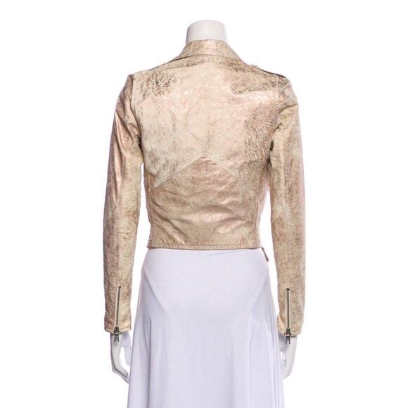 Giorgio Brato Authentic New Gold Metallic Motorcycle Biker Jacket 40 Small Italy - Picture 3 of 11